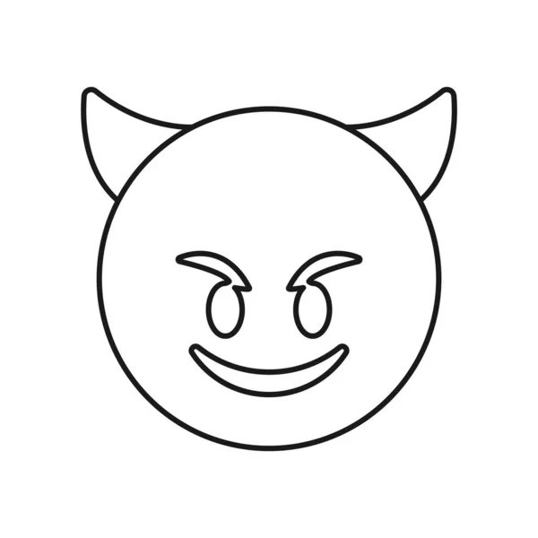 Visage Souriant Avec Cornes Icône Emoji Monster Emoticon Symbole Moderne — Image vectorielle