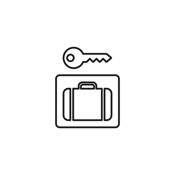 Väska Med Nyckel Ikon Isolerad Vit Bakgrund Vänster Bagage Symbol — Stock vektor