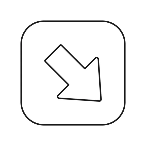 Иконка Стрелки Вниз Справа Выделена Белом Фоне Мультимедийный Символ Современный — стоковый вектор