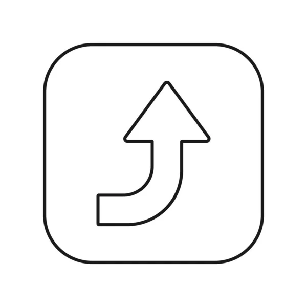 Δεξί Βέλος Που Καμπυλώνει Εικονίδιο Του Κουμπιού Που Απομονώνεται Λευκό — Διανυσματικό Αρχείο