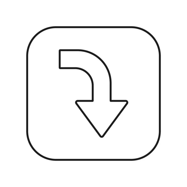 Rechterpijl Gebogen Pictogram Geïsoleerd Witte Achtergrond Multimedia Symbool Modern Eenvoudig — Stockvector