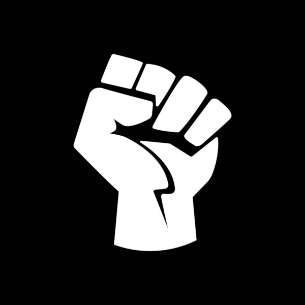 Icono Mano Levantado Aislado Sobre Fondo Negro Revolución Símbolo Moderno — Vector de stock