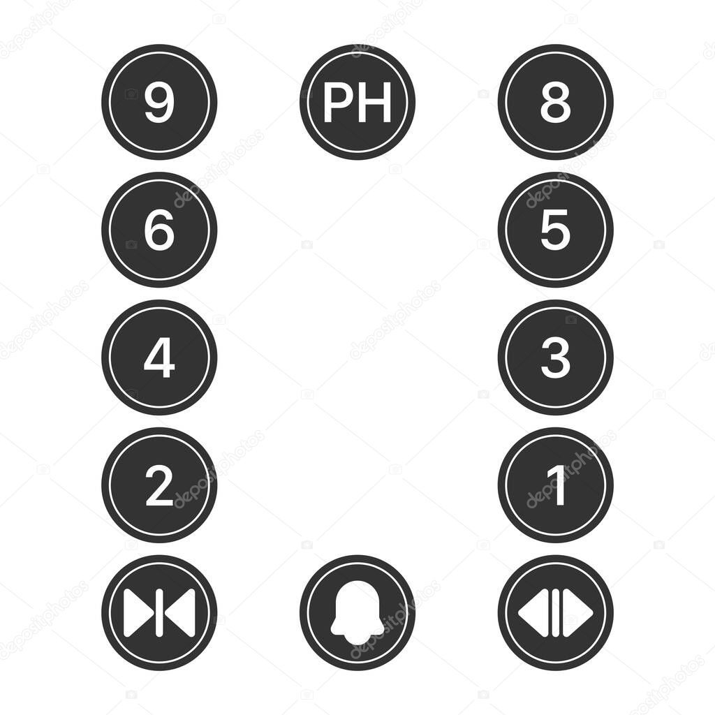 Elevator buttons icon isolated on white background. Indicators symbol modern, simple, vector, icon for website design, mobile app, ui. Vector Illustration