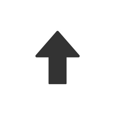 Yukarı ok simgesi beyaz arkaplanda izole edildi. Web sitesi tasarımı için modern, basit, vektör, simge, mobil uygulama, ui. Vektör İllüstrasyonu