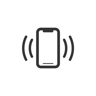 Vızıldayan telefon simgesi beyaz arkaplanda izole edildi. Titreşim modu sembolü modern, basit, vektör, web sitesi tasarımı için simge, mobil uygulama, ui. Vektör İllüstrasyonu