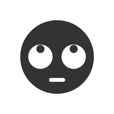 Beyaz arka planda izole edilmiş yuvarlak gözlü emoji simgesi. Yuvarlanan göz simgesi modern, basit, vektör, web sitesi tasarımı için simge, mobil uygulama, ui. Vektör İllüstrasyonu