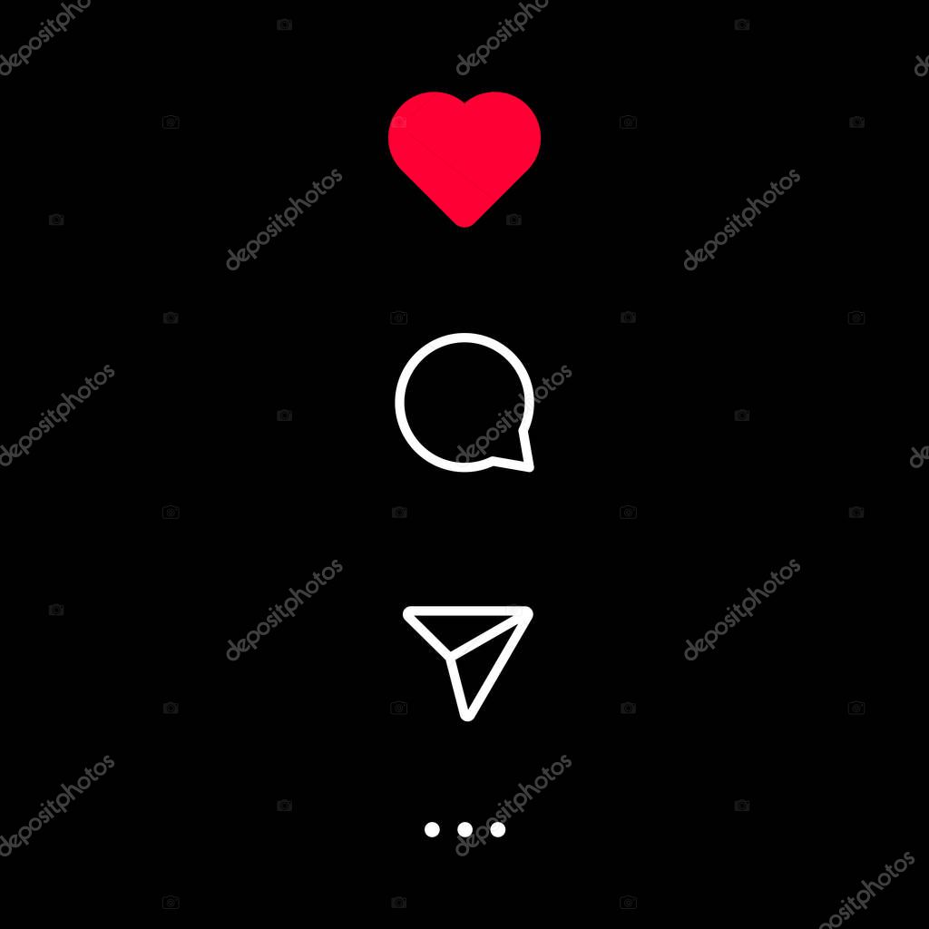 Social media icons isolated on black background. Modern, simple, vector, icons for website design, mobile app, ui. Vector Illustration