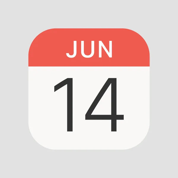 六月十四日图标孤立的背景 日历符号现代 图标网站设计 移动应用 病媒图解 — 图库矢量图片