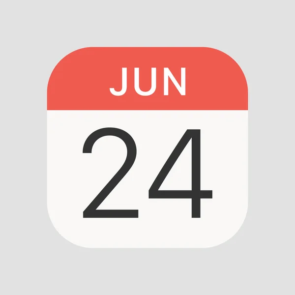 六月二十四日图标孤立的背景 日历符号现代 图标网站设计 移动应用 病媒图解 — 图库矢量图片