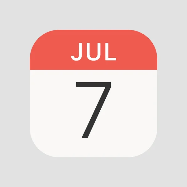 Εικονίδιο Της 7Ης Ιουλίου Απομονωμένο Στο Παρασκήνιο Ημερολόγιο Σύμβολο Σύγχρονο — Διανυσματικό Αρχείο