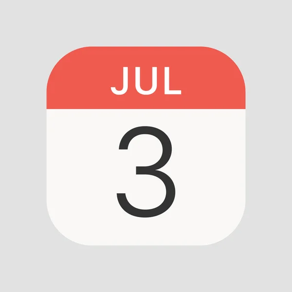 Εικόνα Της 3Ης Ιουλίου Απομονώθηκε Στο Παρασκήνιο Ημερολόγιο Σύμβολο Σύγχρονο — Διανυσματικό Αρχείο