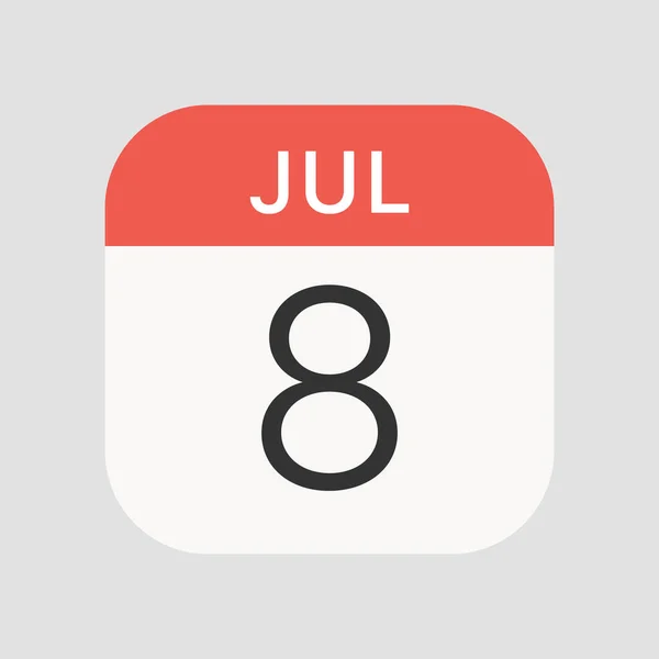 Εικονίδιο Της 8Ης Ιουλίου Απομονωμένο Στο Παρασκήνιο Ημερολόγιο Σύμβολο Σύγχρονο — Διανυσματικό Αρχείο