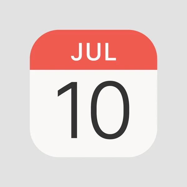 Εικονίδιο Της 10Ης Ιουλίου Απομονωμένο Στο Παρασκήνιο Ημερολόγιο Σύμβολο Σύγχρονο — Διανυσματικό Αρχείο
