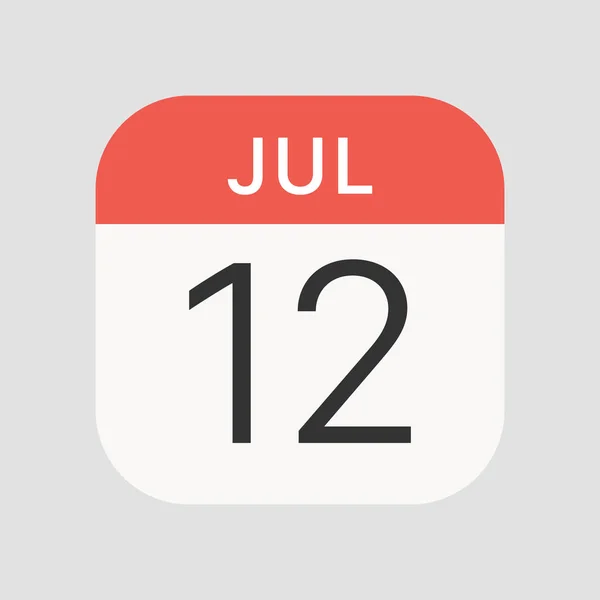 Εικόνα Της 12Ης Ιουλίου Απομονώθηκε Στο Παρασκήνιο Ημερολόγιο Σύμβολο Σύγχρονο — Διανυσματικό Αρχείο