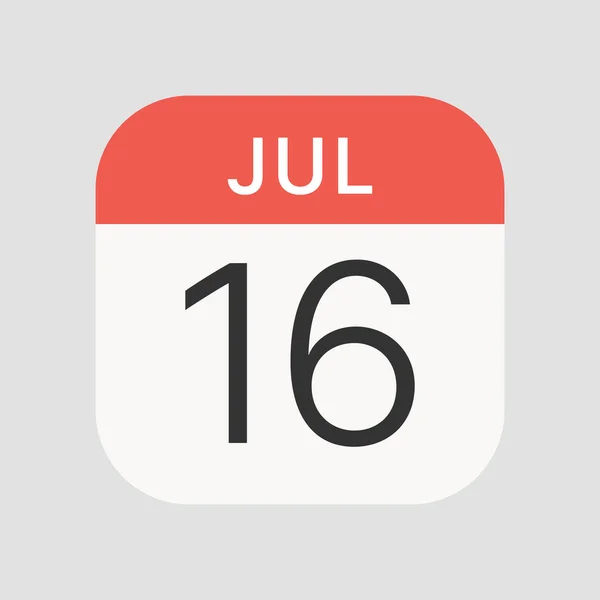 7月16日图标孤立的背景 日历符号现代 图标网站设计 移动应用 病媒图解 — 图库矢量图片