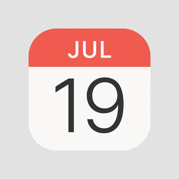 Εικονίδιο Της 19Ης Ιουλίου Απομονωμένο Στο Παρασκήνιο Ημερολόγιο Σύμβολο Σύγχρονο — Διανυσματικό Αρχείο
