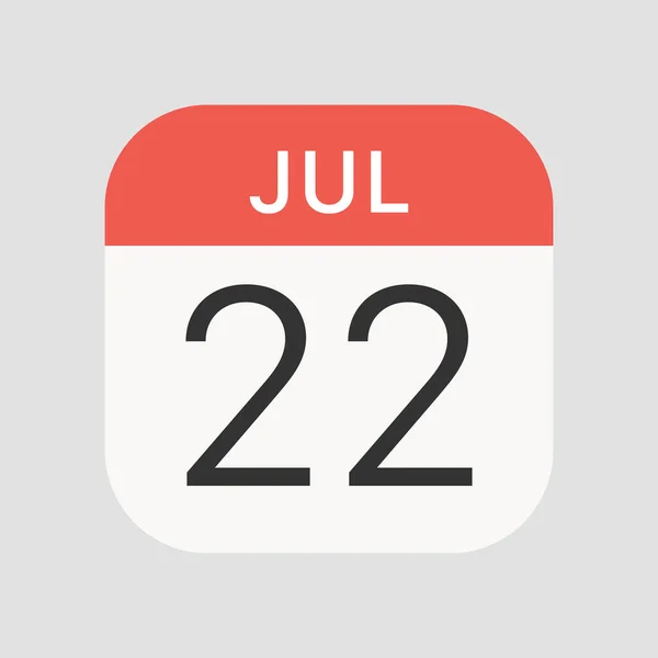 背景には7月22日のアイコンが孤立 カレンダーのシンボルは ウェブサイトのデザイン モバイルアプリ Uiのための現代的 シンプルでベクトル アイコン ベクターイラスト — ストックベクタ