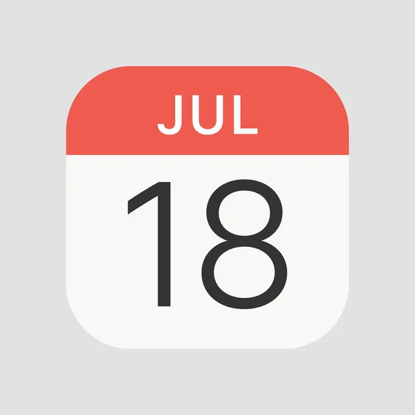 Εικονίδιο Της 18Ης Ιουλίου Απομονωμένο Στο Παρασκήνιο Ημερολόγιο Σύμβολο Σύγχρονο — Διανυσματικό Αρχείο