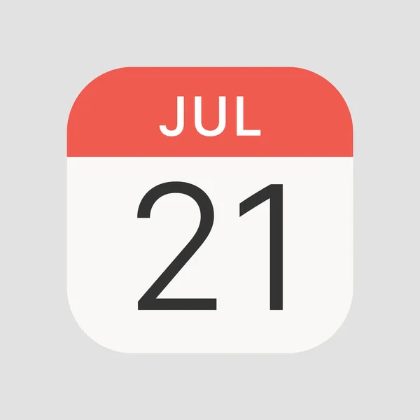 Εικονίδιο Της 21Ης Ιουλίου Απομονωμένο Στο Παρασκήνιο Ημερολόγιο Σύμβολο Σύγχρονο — Διανυσματικό Αρχείο