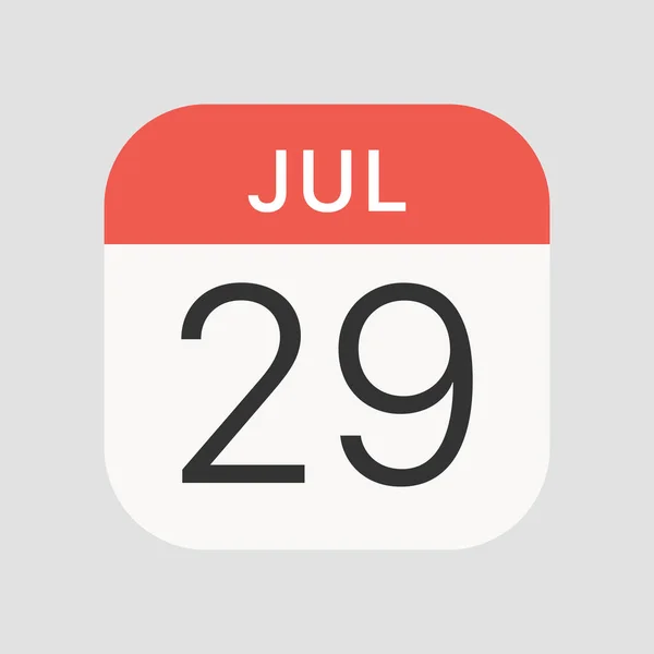 背景には7月29日のアイコンが孤立 カレンダーのシンボルは ウェブサイトのデザイン モバイルアプリ Uiのための現代的 シンプルでベクトル アイコン ベクターイラスト — ストックベクタ