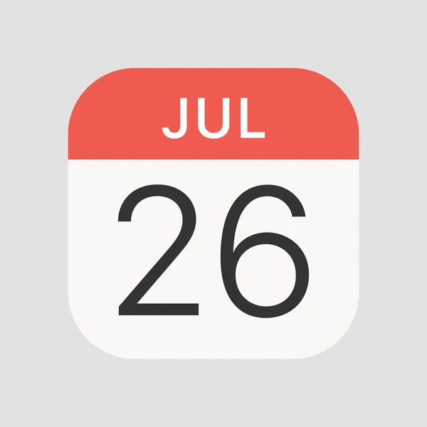 Εικονίδιο Της 26Ης Ιουλίου Απομονώθηκε Στο Παρασκήνιο Ημερολόγιο Σύμβολο Σύγχρονο — Διανυσματικό Αρχείο