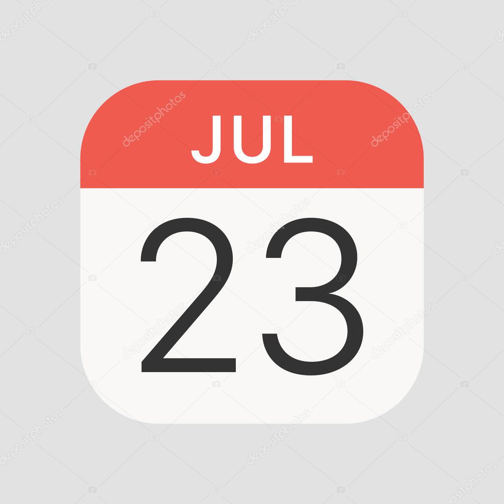 July 23 icon isolated on background. Calendar symbol modern, simple, vector, icon for website design, mobile app, ui. Vector Illustration