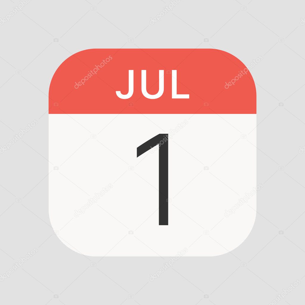 July 1 icon isolated on background. Calendar symbol modern, simple, vector, icon for website design, mobile app, ui. Vector Illustration