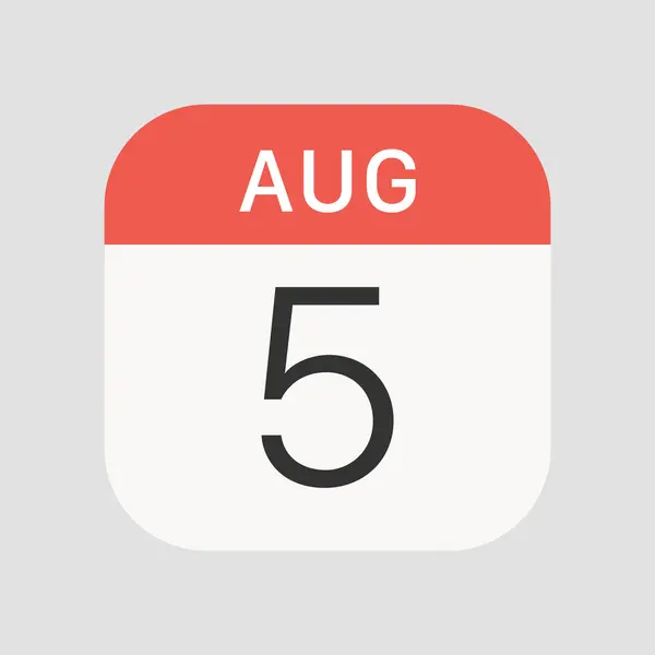 背景に8月5日アイコンを隔離 カレンダーのシンボルは ウェブサイトのデザイン モバイルアプリ Uiのための現代的 シンプルでベクトル アイコン ベクターイラスト — ストックベクタ