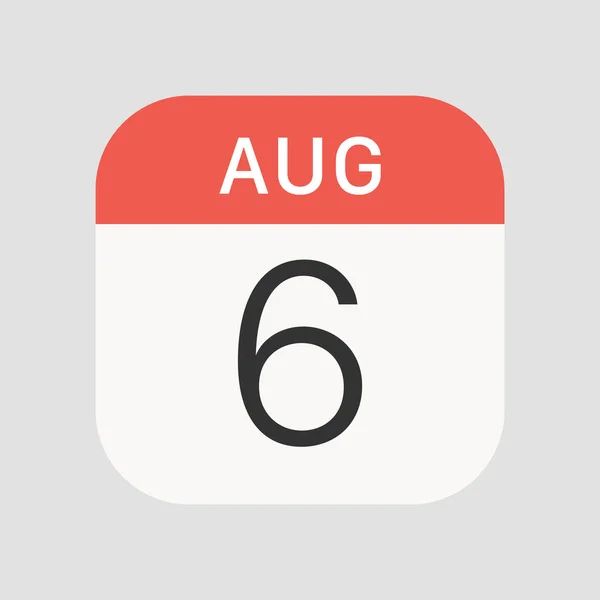 8月6日图标孤立的背景 日历符号现代 图标网站设计 移动应用 病媒图解 — 图库矢量图片
