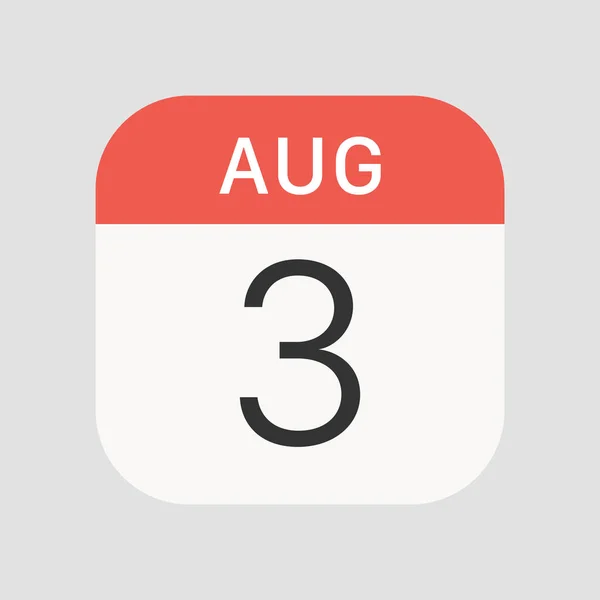 背景に8月3日のアイコンを隔離 カレンダーのシンボルは ウェブサイトのデザイン モバイルアプリ Uiのための現代的 シンプルでベクトル アイコン ベクターイラスト — ストックベクタ