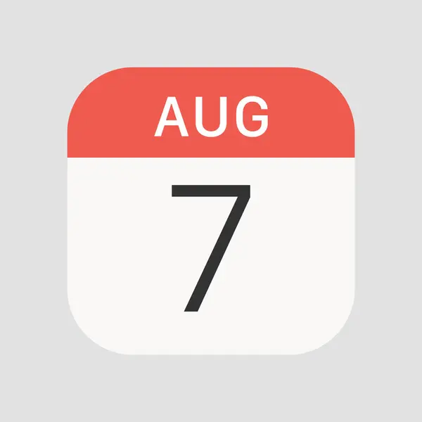 背景に8月7日アイコンが孤立 カレンダーのシンボルは ウェブサイトのデザイン モバイルアプリ Uiのための現代的 シンプルでベクトル アイコン ベクターイラスト — ストックベクタ