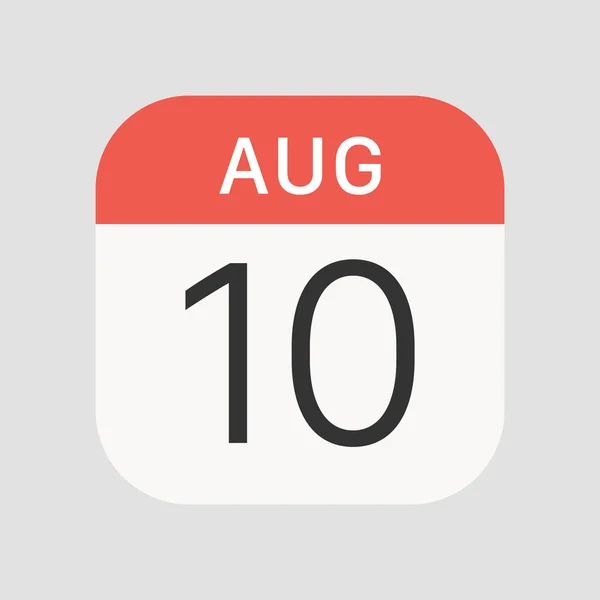 背景に8月10日アイコンを隔離 カレンダーのシンボルは ウェブサイトのデザイン モバイルアプリ Uiのための現代的 シンプルでベクトル アイコン ベクターイラスト — ストックベクタ