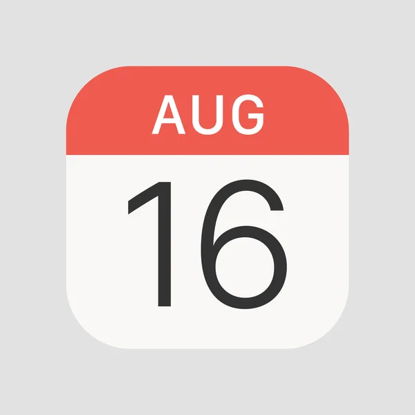 8月16日图标孤立的背景 日历符号现代 图标网站设计 移动应用 病媒图解 — 图库矢量图片
