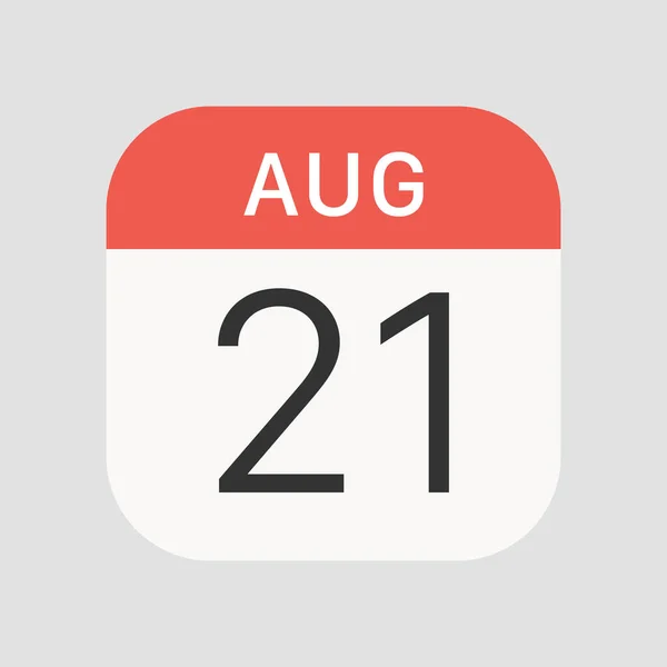 背景に8月21日アイコンが孤立 カレンダーのシンボルは ウェブサイトのデザイン モバイルアプリ Uiのための現代的 シンプルでベクトル アイコン ベクターイラスト — ストックベクタ