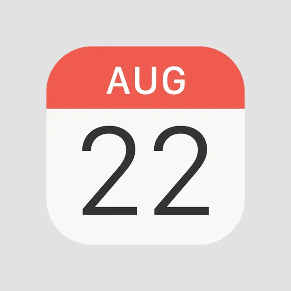 8月22日 背景にアイコンが分離 カレンダーのシンボルは ウェブサイトのデザイン モバイルアプリ Uiのための現代的 シンプルでベクトル アイコン ベクターイラスト — ストックベクタ