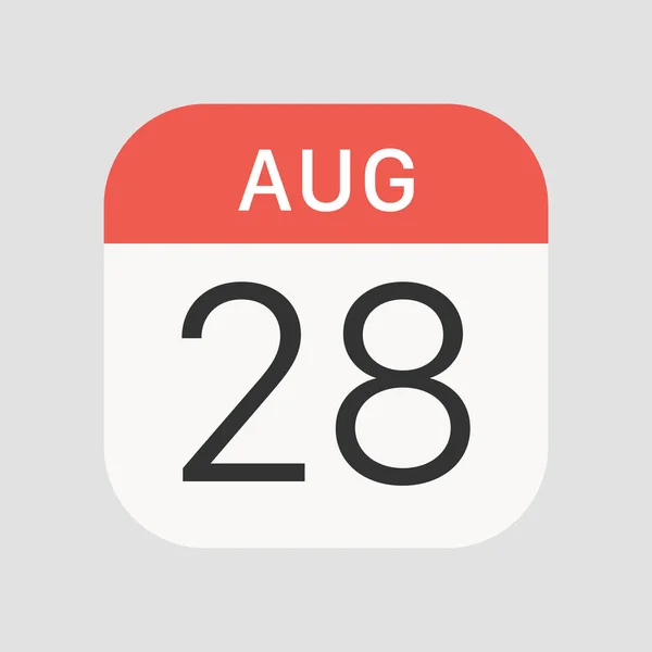 Εικονίδιο Της 28Ης Αυγούστου Απομονώνεται Στο Παρασκήνιο Ημερολόγιο Σύμβολο Σύγχρονο — Διανυσματικό Αρχείο