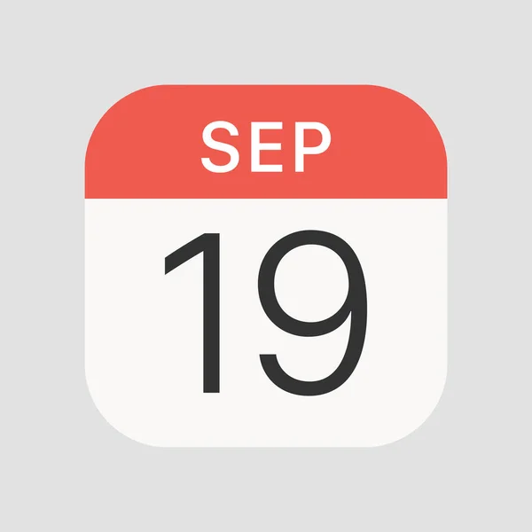 9月19日图标孤立的背景 日历符号现代 图标网站设计 移动应用 病媒图解 — 图库矢量图片