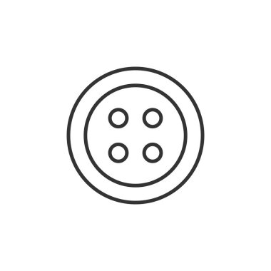 Beyaz arkaplanda izole edilmiş kıyafet simgesi için düğme. Terzilik sembolü modern, basit, vektör, web sitesi tasarımı için simge, mobil uygulama, ui. Vektör İllüstrasyonu