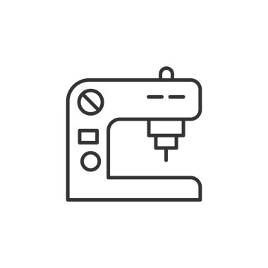 Dikiş makinesi simgesi beyaz arkaplanda izole edildi. Sembol modern, basit, vektör, web sitesi tasarımı için simge, mobil uygulama, ui. Vektör İllüstrasyonu