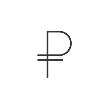 Ruble simgesi beyaz arkaplanda izole edildi. Para birimi sembolü modern, basit, vektör, web sitesi tasarımı için simge, mobil uygulama, ui. Vektör İllüstrasyonu