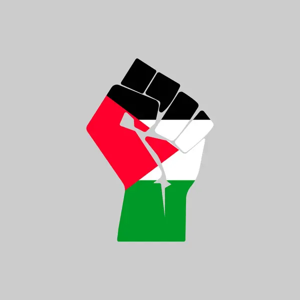 Кулак Палестинского Флага Поднятой Руке Значок Изолирован Заднем Плане Символ Стоковая Иллюстрация