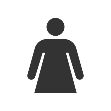 Beyaz arka planda izole edilmiş kadın simgesi. Kadın sembolünün silueti modern, basit, vektör, web sitesi tasarımı için simge, mobil uygulama, ui. Vektör İllüstrasyonu