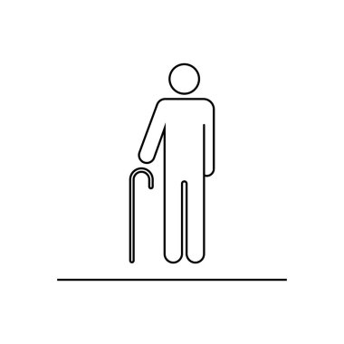 Beyaz arka planda izole edilmiş baston ikonu olan biri. İnternet sitesi tasarımı için modern, basit, vektör, simge, mobil uygulama, ui. Vektör İllüstrasyonu