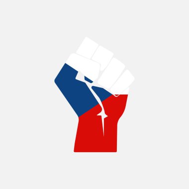 Arka planda el işareti şeklinde izole edilmiş Çek Cumhuriyeti bayrağı. İlk sembol modern, basit, vektör, web sitesi tasarımı için simge, mobil uygulama, ui. Vektör İllüstrasyonu