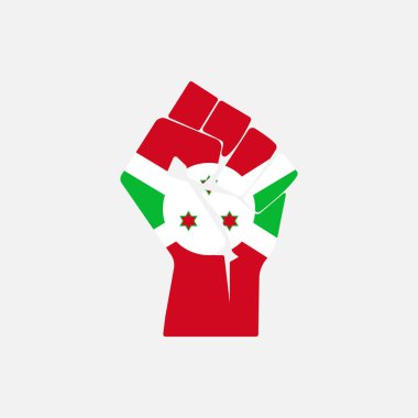 Arka planda kaldırılmış el işareti şeklinde Burundi bayrağı var. İlk sembol modern, basit, vektör, web sitesi tasarımı için simge, mobil uygulama, ui. Vektör İllüstrasyonu