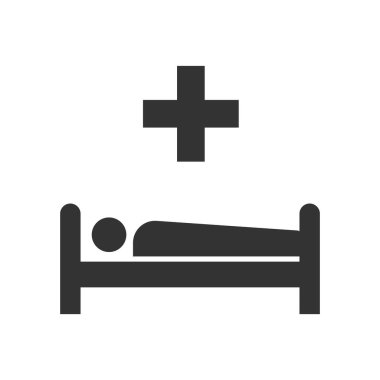 Hastane simgesi beyaz arka planda izole edildi. İnternet sitesi tasarımı için modern, basit, vektör, simge, mobil uygulama, ui. Vektör İllüstrasyonu