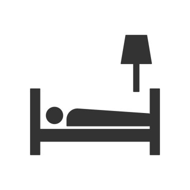 Beyaz arka planda izole edilmiş otel ya da konaklama simgesi. Yurt sembolü modern, basit, vektör, web sitesi tasarımı için simge, mobil uygulama, ui. Vektör İllüstrasyonu 