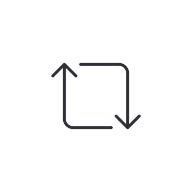 Repost simgesi beyaz arkaplanda izole edildi. Web sitesi tasarımı için modern basit vektör simgesi, mobil uygulama, ui. Vektör İllüstrasyonu