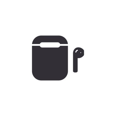 Kulaklık kutusu simgesi beyaz arkaplanda izole edilmiş. İnternet sitesi tasarımı için kablosuz sembol, modern, basit, vektör, simge, mobil uygulama, ui. Vektör İllüstrasyonu