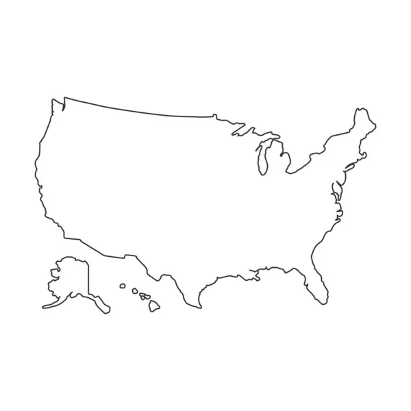 ABD harita vektörü beyaz arkaplanda izole edildi. Harita sembolü modern, basit, vektör, web sitesi tasarımı için simge, mobil uygulama, ui. Vektör İllüstrasyonu